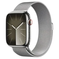 Apple Watch Series 9 GPS + LTE 45mm Silver Stainless Steel Case with Silver Milanese Loop